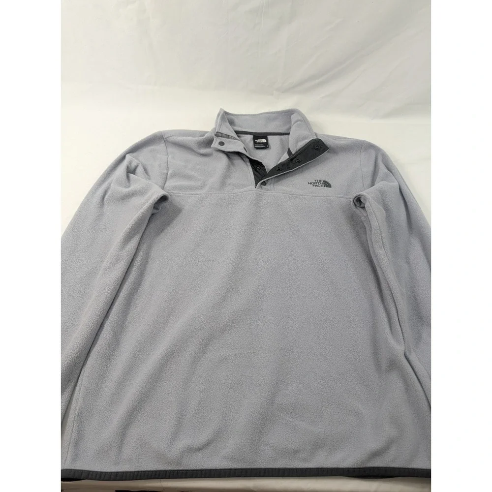 The North Face Sweater Mens Medium Gray Fleece TKA Glacier Snap‎ Neck Pullover